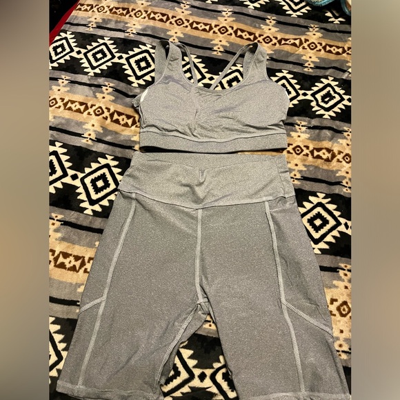 SASA Fashion 2pc Biker Short Set Black & Grey S/M - Picture 4 of 13